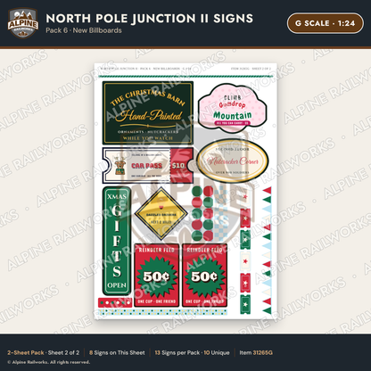 Alpine Railworks 31265G G Scale Christmas Town Signs - New Billboards