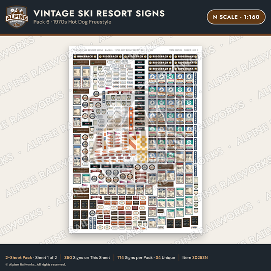 Alpine Railworks 30253N N Scale Vintage Ski Resort Signs