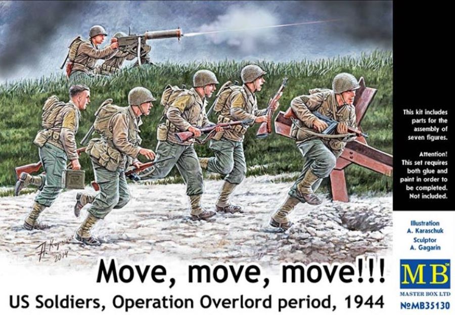 Master Box Models 35130 1/35 Move, Move, Move! US Soldiers Operation Overlord Pe