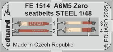 Eduard FE1514 1/48 Zero Seatbelts STEEL Zoom Set for FINE MOLDS Kit