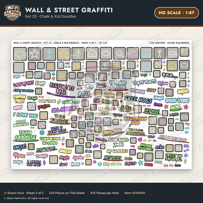 Alpine Railworks 30541HO HO Scale Wall & Street Graffiti Cut-Outs