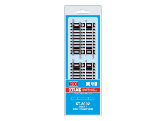 Peco ST-2002 HO Scale Code 100 Nickel Silver Short Straight - Setrack