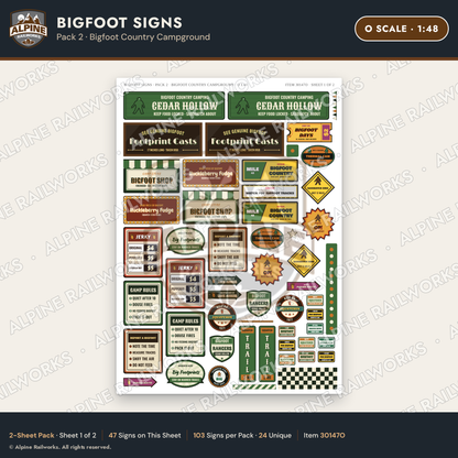 Alpine Railworks 30147O O Scale Bigfoot Signs