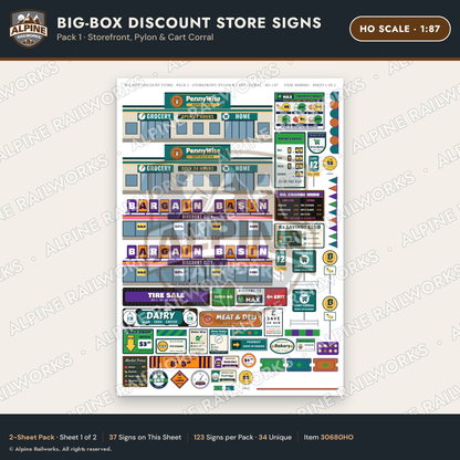 Alpine Railworks 30680HO HO Scale Big-Box Discount Store Signs