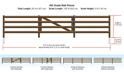 Woodland Scenics A2982 HO Scale Rail Fence