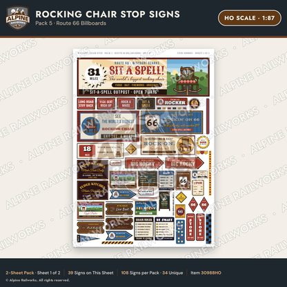Alpine Railworks 30988HO HO Scale Roadside Signs - Giant Rocking Chair