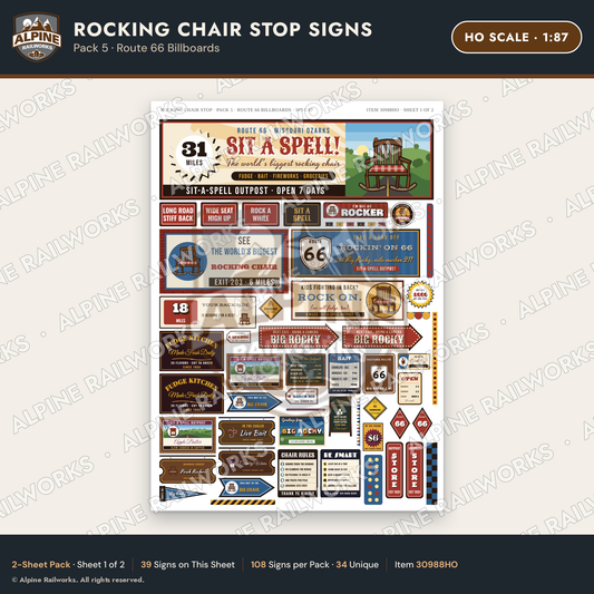 Alpine Railworks 30988HO HO Scale Roadside Signs - Giant Rocking Chair