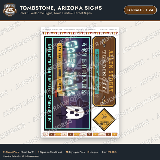 Alpine Railworks 31230G G Scale Tombstone AZ Signs - Welcome Signs