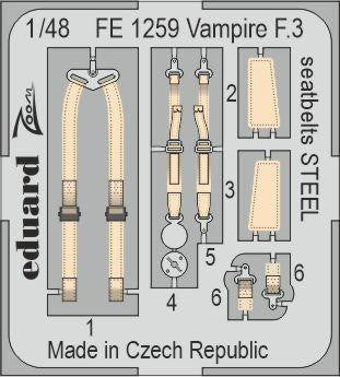 Eduard FE1259 1/48 Vampire F.3 Seatbelts Steel for Airfix