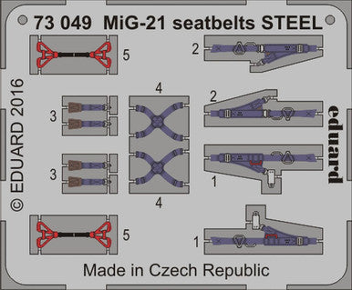 Eduard 73049 1/72 Seatbelts MiG21 Steel (Pre-Painted)
