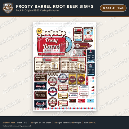 Alpine Railworks 30614O O Scale Fast Food Signs - Root Beer Drive-In