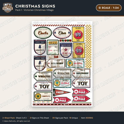 Alpine Railworks 30356G G Scale Christmas Signs