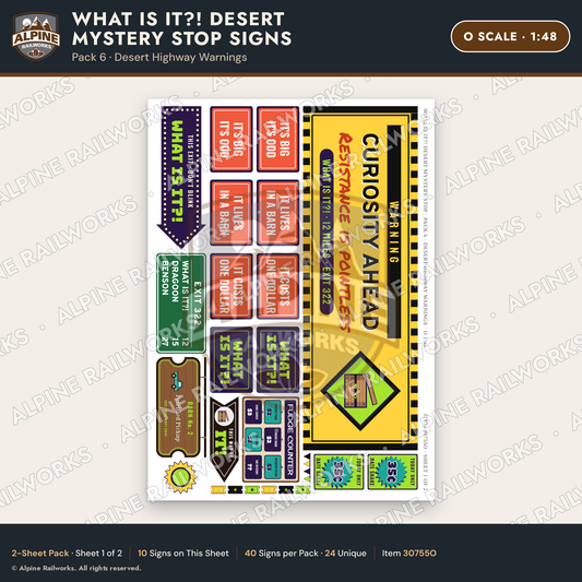 Alpine Railworks 30755O O Scale Roadside Signs - Desert Mystery Stop