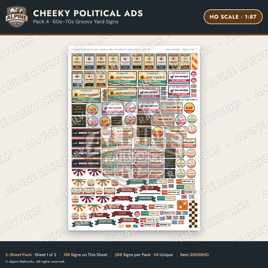 Alpine Railworks 30059HO HO Scale Cheeky Political Ads