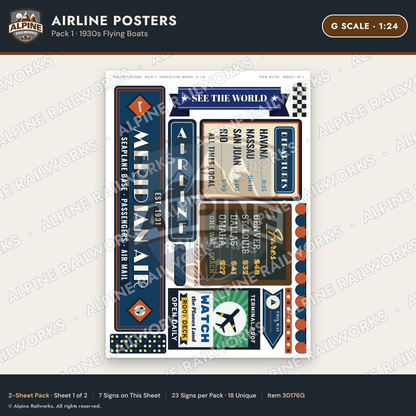 Alpine Railworks 30176G G Scale Airline Posters - 1930s Flying Boats