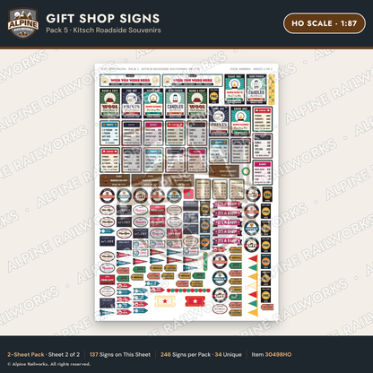 Alpine Railworks 30498HO HO Scale Gift Shop Signs