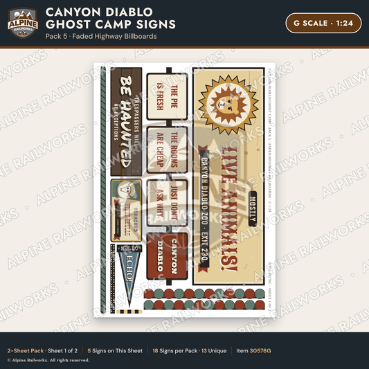 Alpine Railworks 30576G G Scale Roadside Signs - Desert Ghost Town