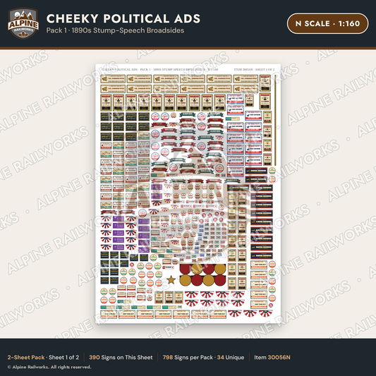 Alpine Railworks 30056N N Scale Cheeky Political Ads