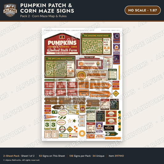 Alpine Railworks 31171HO HO Scale Farm Signs - Pumpkin Patch