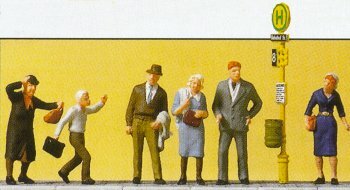 Preiser 10414 HO Scale Pedestrians Waiting for Bus pkg(6)