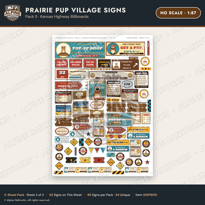 Alpine Railworks 30976HO HO Scale Roadside Signs - Prairie Dog Town