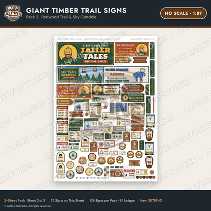 Alpine Railworks 30787HO HO Scale Roadside Signs - Lumberjack Redwoods