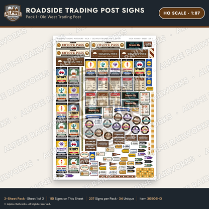 Alpine Railworks 30506HO HO Scale Roadside Trading Post Signs