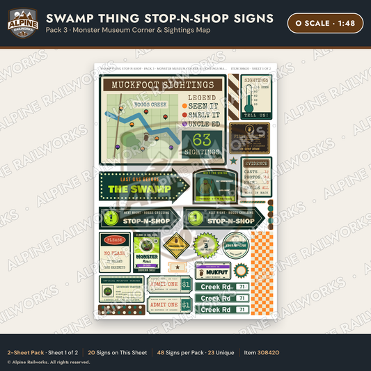 Alpine Railworks 30842O O Scale Roadside Signs - Swamp Monster Store