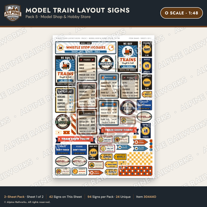 Alpine Railworks 30444O O Scale Model Train Layout Signs - Model Shop