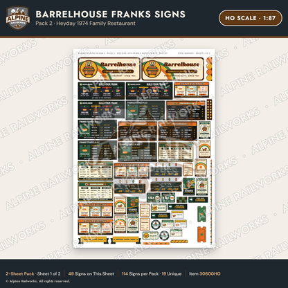 Alpine Railworks 30600HO HO Scale Fast Food Signs - Hot Dogs