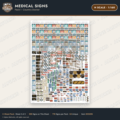 Alpine Railworks 30320N N Scale Medical Signs - Country Doctor