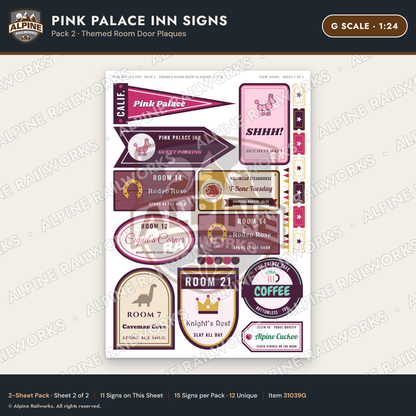 Alpine Railworks 31039G G Scale Roadside Signs - Pink Themed Motel