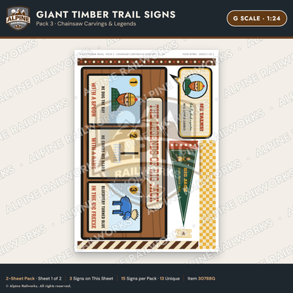 Alpine Railworks 30788G G Scale Roadside Signs - Lumberjack Redwoods