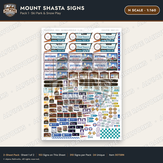 Alpine Railworks 30738N N Scale Tourist Signs - Mount Shasta