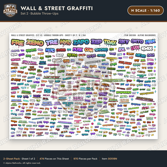 Alpine Railworks 30518N N Scale Wall & Street Graffiti Cut-Outs