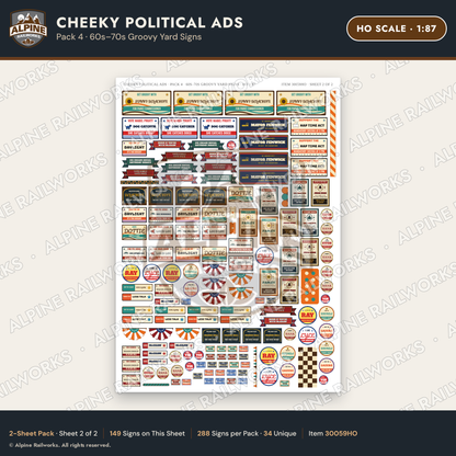 Alpine Railworks 30059HO HO Scale Cheeky Political Ads