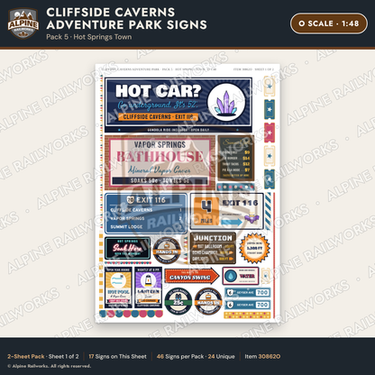 Alpine Railworks 30862O O Scale Roadside Signs - Cave Adventure Park