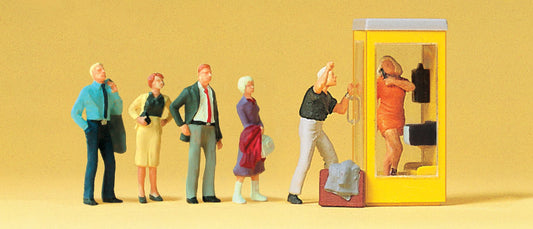 Preiser 10523 HO Scale Waiting Persons at Telephone Booth Set