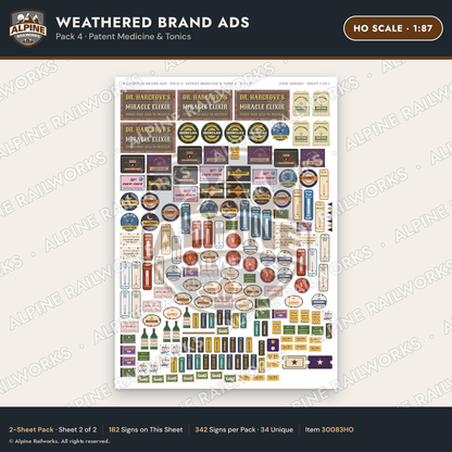 Alpine Railworks 30083HO HO Scale Weathered Brand Ads