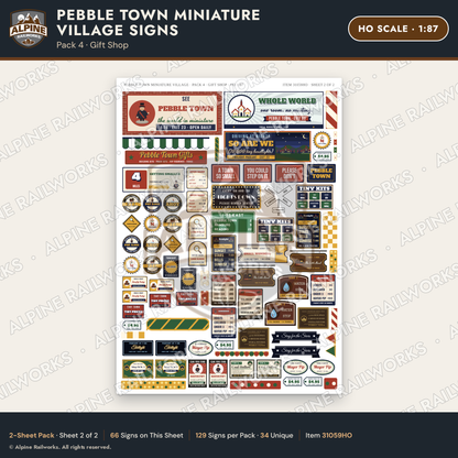 Alpine Railworks 31059HO HO Scale Roadside Signs - Miniature Village