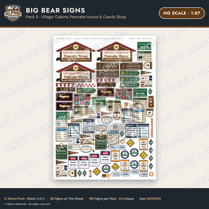 Alpine Railworks 30732HO HO Scale Tourist Signs - Big Bear Lake