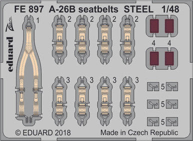 Eduard FE897 1/48 A-26B Seatbelts STEEL Photo Etch for Revell