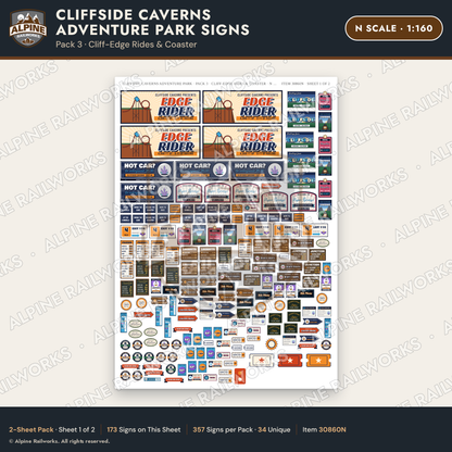 Alpine Railworks 30860N N Scale Roadside Signs - Cave Adventure Park