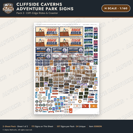 Alpine Railworks 30860N N Scale Roadside Signs - Cave Adventure Park