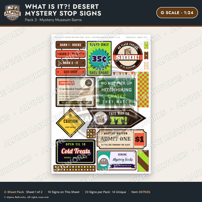 Alpine Railworks 30752G G Scale Roadside Signs - Desert Mystery Stop