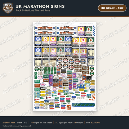 Alpine Railworks 30240HO HO Scale 5K Marathon Signs