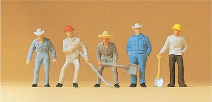 Preiser 14017 HO Scale Railroad Personnel Track Workers pkg(6)