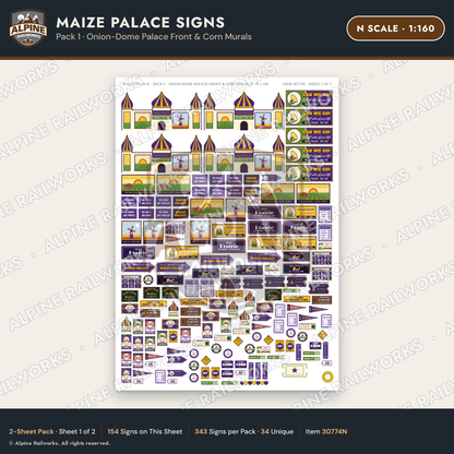 Alpine Railworks 30774N N Scale Roadside Signs - Corn Palace
