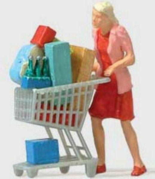 Preiser 28081 HO Scale Shopaholic w/Loaded Cart