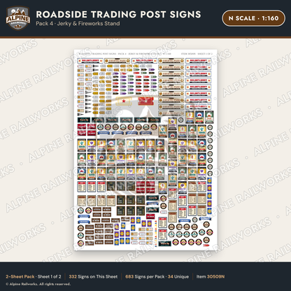 Alpine Railworks 30509N N Scale Roadside Trading Post Signs - Jerky